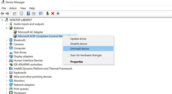 uninstall battery driver