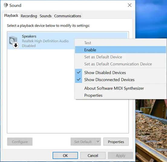 Enable speaker