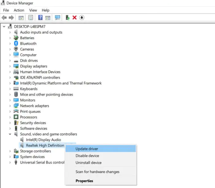Update audio driver