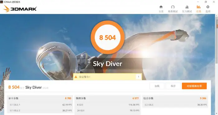 GPU score on 3DMARK Sky Diver