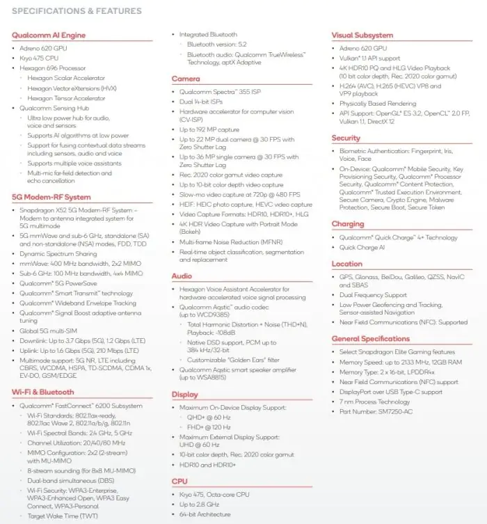 Qualcomm Snapdragon 768G specifications
