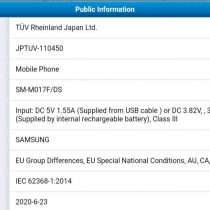 Samsung Galaxy M01s TÜV Rheinland Certification