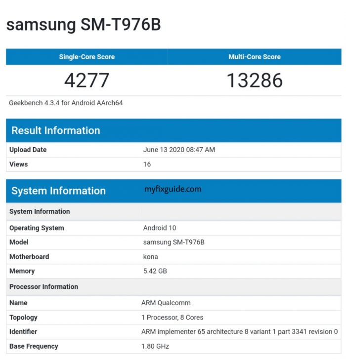 Tab S7+ Geekbench 4