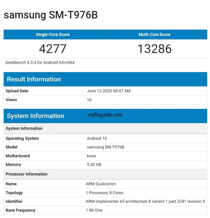 Samsung Galaxy Tab S7+ Geekbench 4