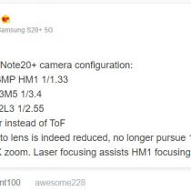 Galaxy Note 20+ Camera Specifications
