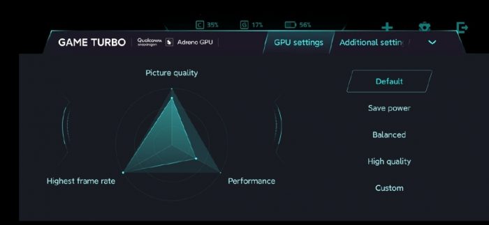 Xiaomi Mi 10 Pro+ GPU Turbo setting