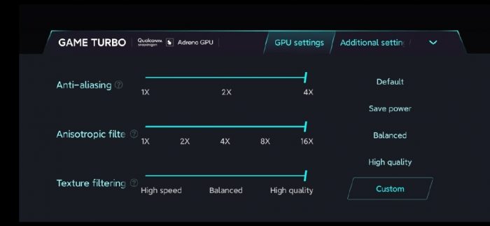 Xiaomi Mi 10 Pro+ GPU Turbo setting