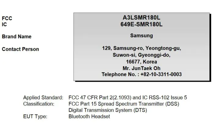 Samsung New Galaxy Buds Certification