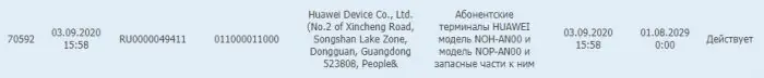 Huawei Mate 40 EEC certification