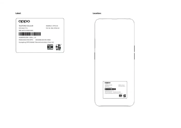 Oppo CPH2125 FCC Label