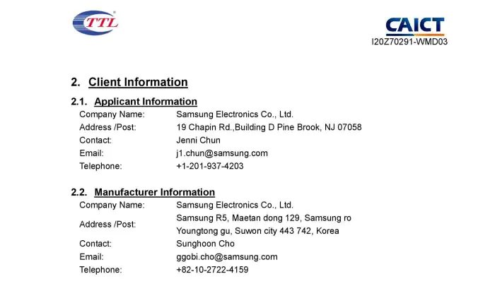 Samsung Galaxy A02s FCC Certification Applicant