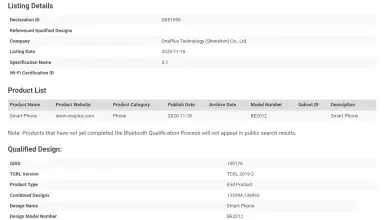 OnePlus Clover Bluetooth certification