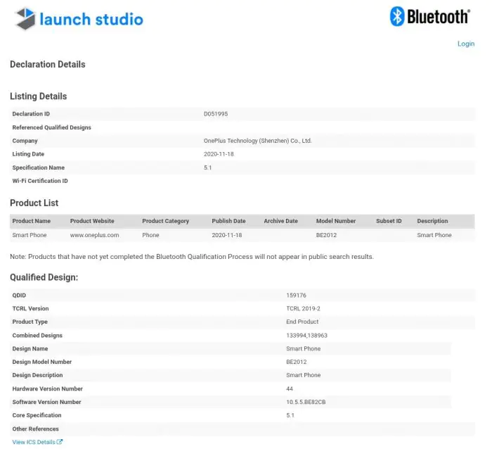 OnePlus Clover Bluetooth certification