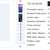 ZTE Blade 20 5G listing on the China Telecom website