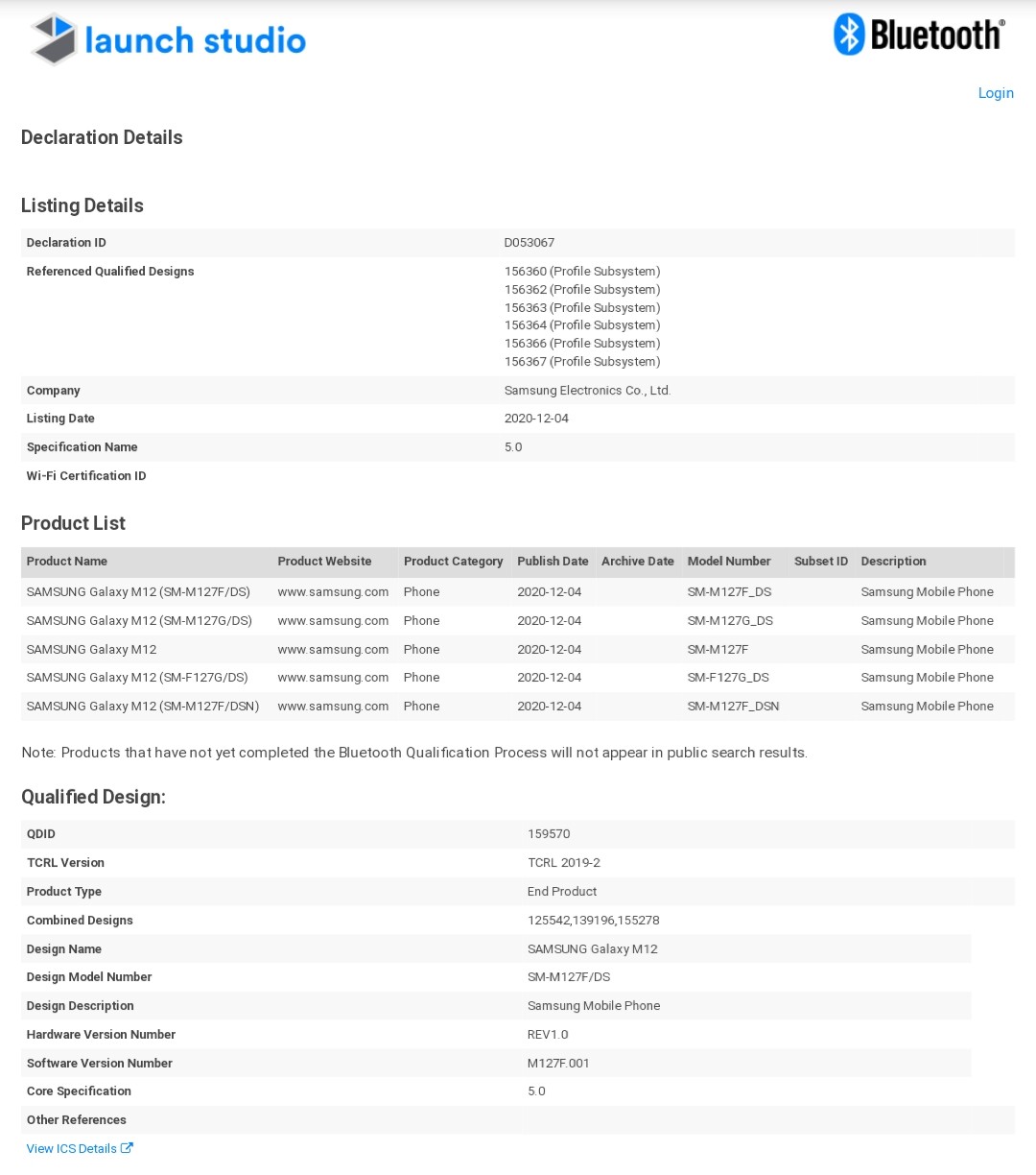 Samsung Galaxy M12 F12 With Bluetooth 5 0 Spotted On Bluetooth Sig Myfixguide Com