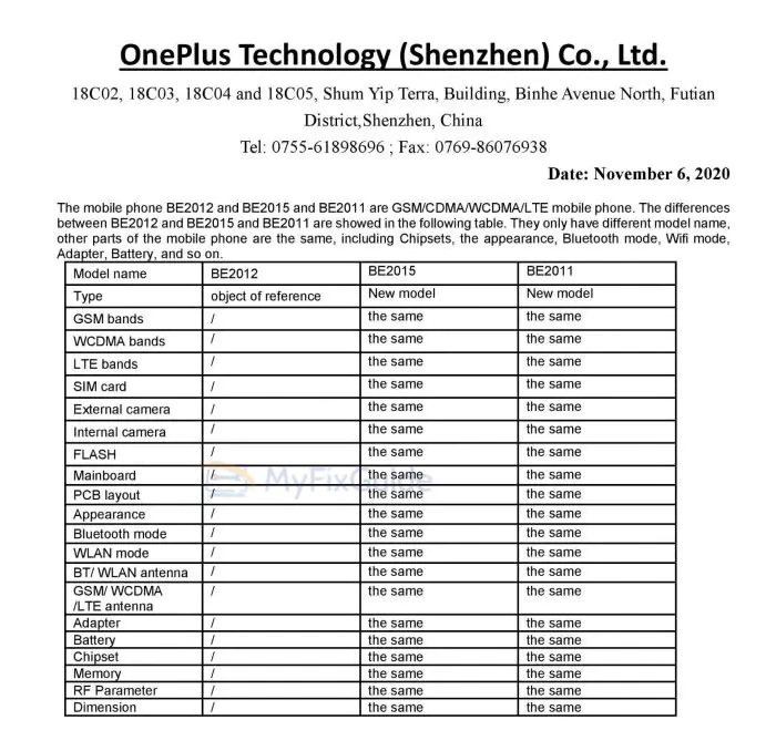 OnePlus Clover FCC documents