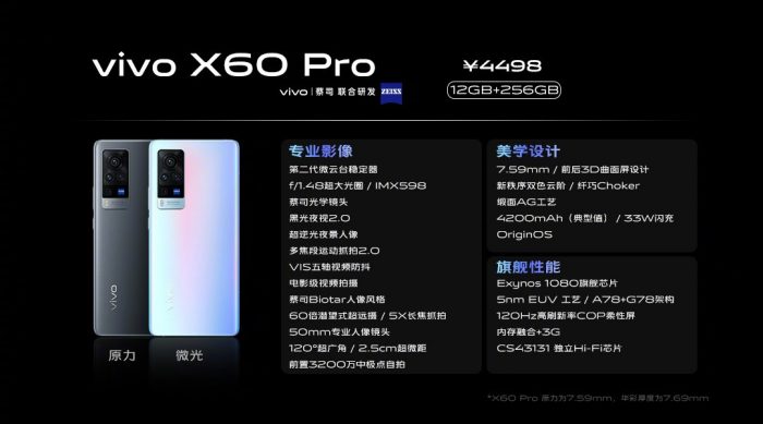 Vivo X60 Pro Version Specifications