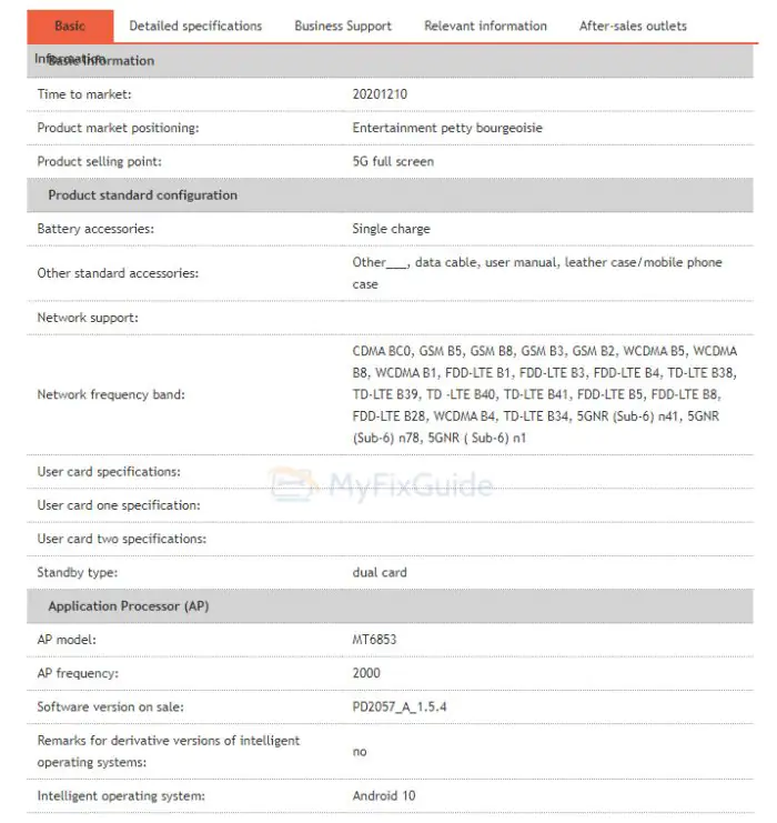 Vivo Y52s 5G specs
