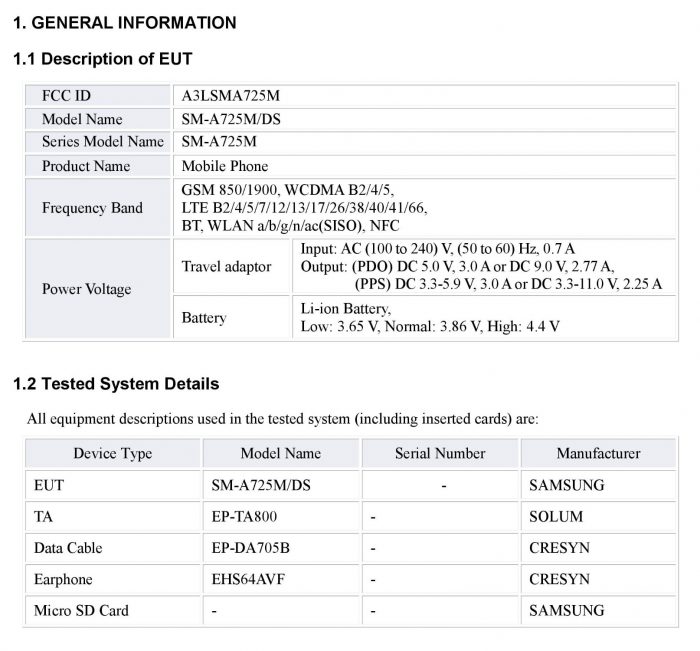 Galaxy A72 FCC Certification (2)