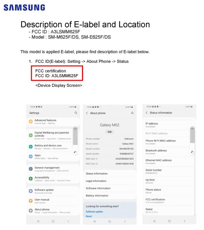 Galaxy M62 FCC Certification (2)