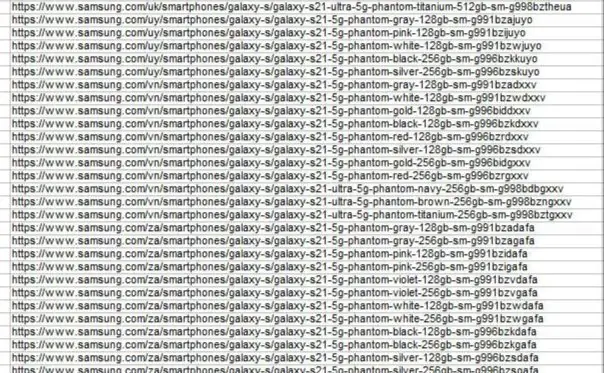 Galaxy S21 series colors and storage options