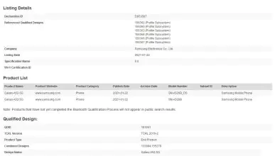 Galaxy A52 5G Bluetooth SIG certification