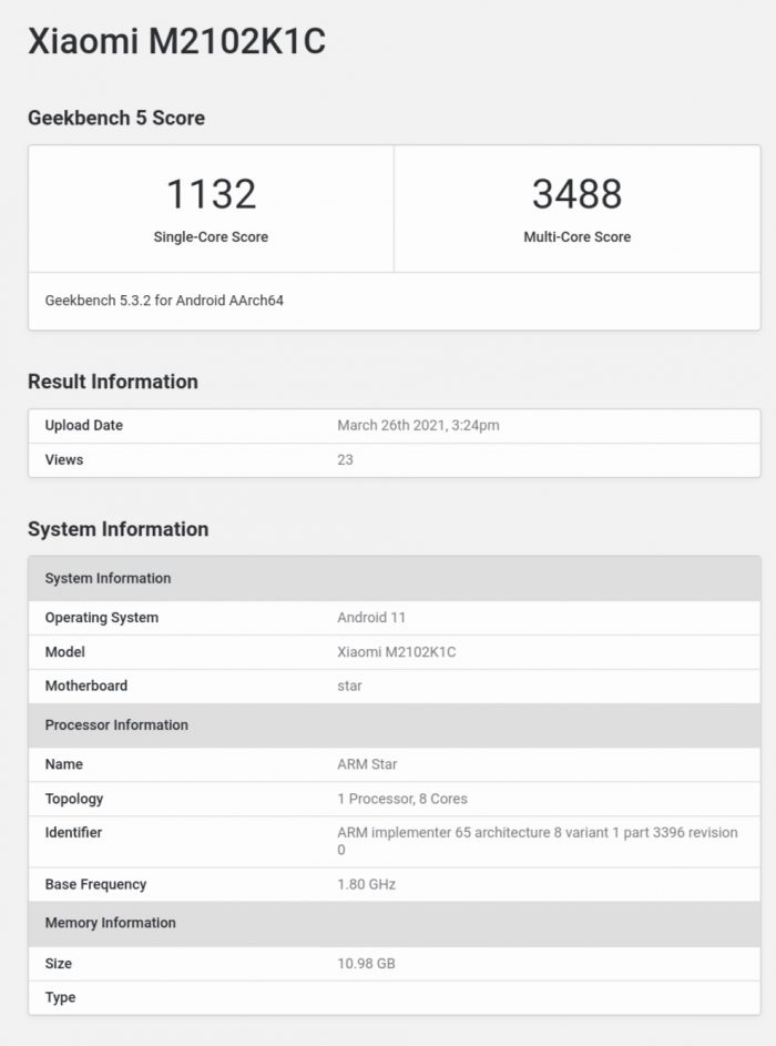 Mi 11 Ultra Geekbench