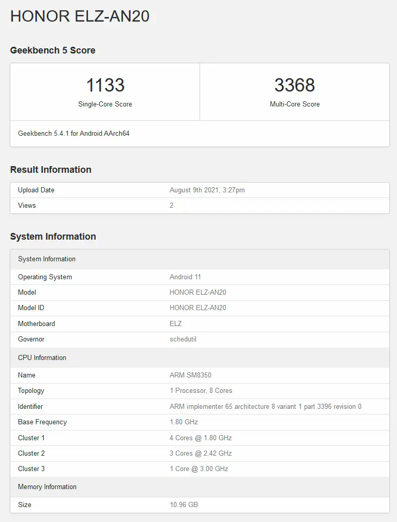 Honor Magic 3 Pro appeared on Geekbench