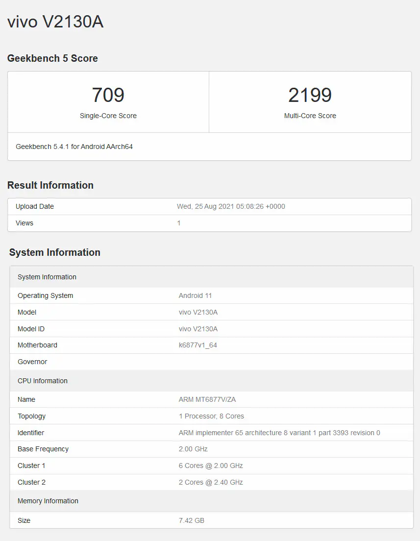 vivo S10e 5G spotted on Geekbench