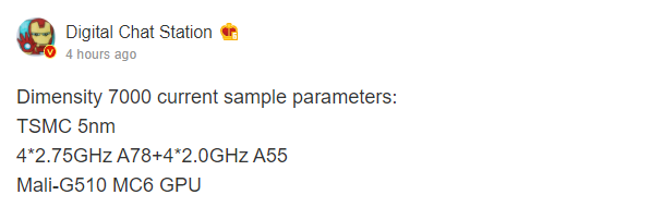 Dimensity 7000 5G specifications