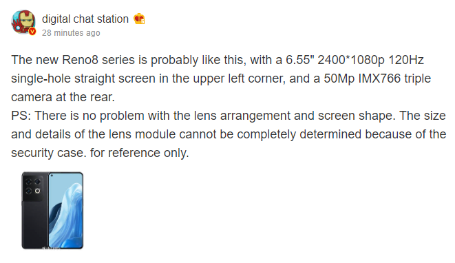 OPPO Reno8 series design and specifications