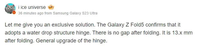 Galaxy Z Fold5 Waterdrop Hinge