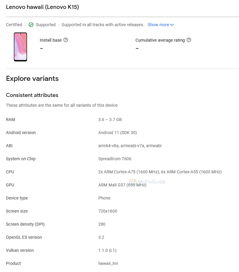 Lenovo K15 specs