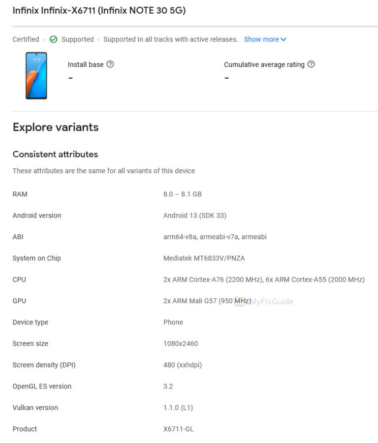 Infinix Note 30 series appeared on Google Play Console with specifications
