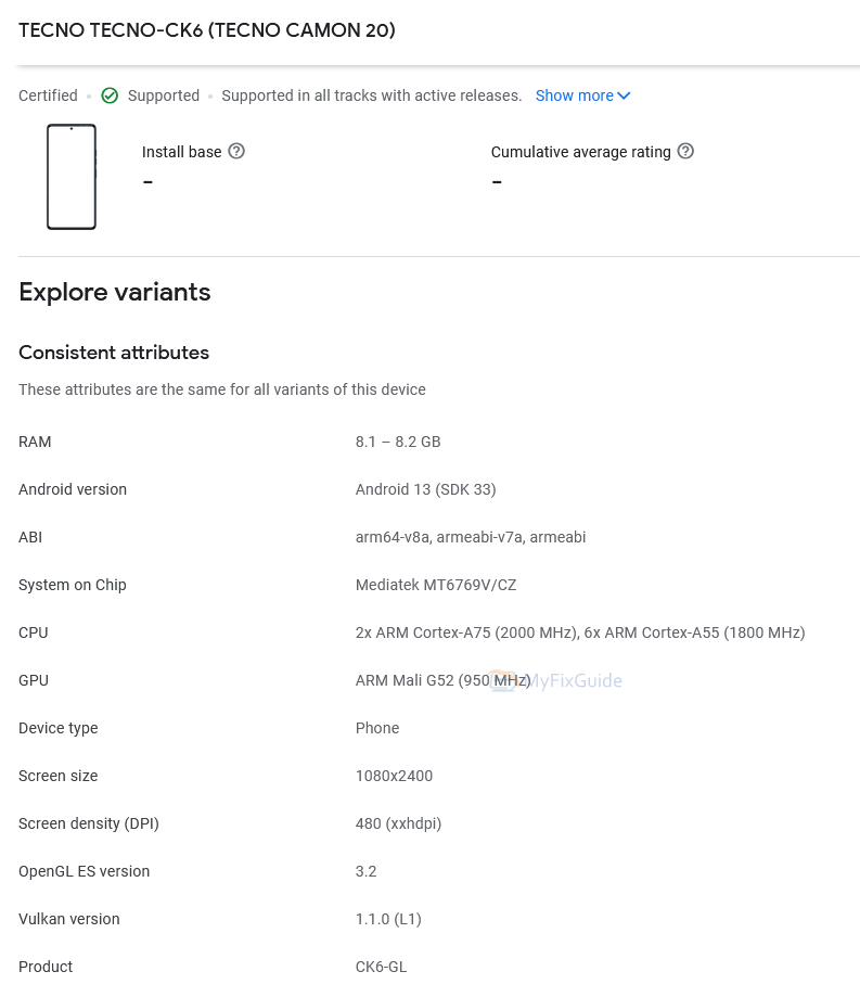 Tecno Camon 20 specs