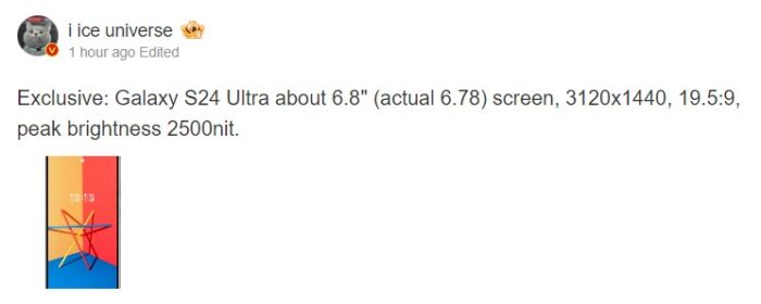 Galaxy S24 Ultra Display Specs