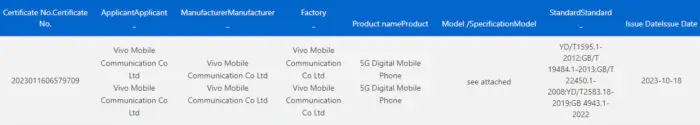 Vivo X100 3C certification