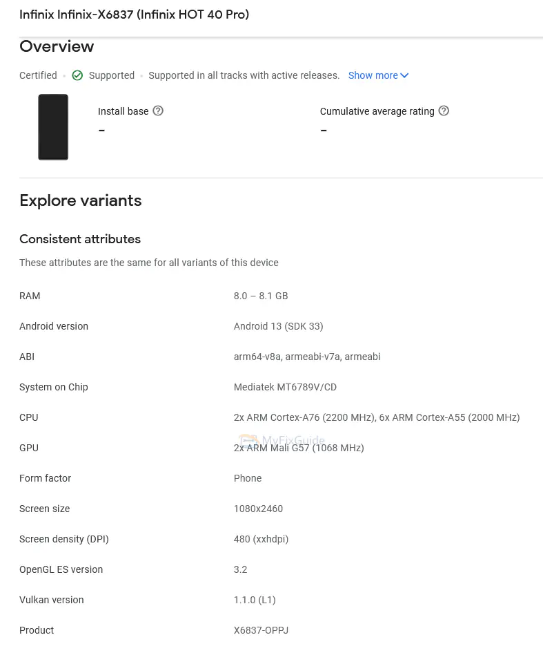 Infinix Hot 40 Pro specs