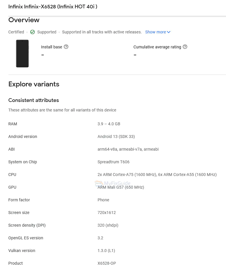 Infinix Hot 40i specs